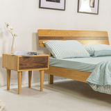 日式简约纯实木床1.8米白橡木床1.5双人床北欧现代卧室拼胡桃木