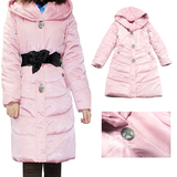 反季特价韩版中长款浅粉色棉服加厚棉衣外套外贸原单女装冬装大码