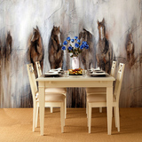 手绘动物壁纸欧式油画客厅墙纸电视背景墙3d立体大型壁画马到成功