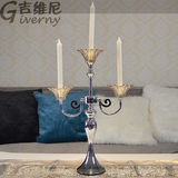 水晶玻璃三头烛台摆件浪漫烛光晚餐餐桌欧式现代美式家居装饰用品