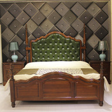 美式乡村床全实木床胡桃木1.8米双人床欧式婚床卧室家具别墅大床