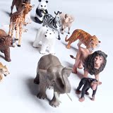 儿童仿真实心动物园玩具模型 野生动物世界套装狮虎豹象狼熊猫