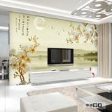 定制大型壁画 简约现代中式墙纸客厅卧室电视背景墙玉兰花壁纸