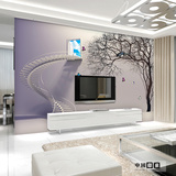 欧式简约现代壁纸楼梯壁画 3D立体客厅背景墙电视沙发无纺布墙纸