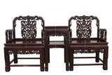 黑檀木工作椅三件套 太师椅中式新古典实木椅宝座椅 明清仿古家具