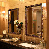 YISHARE 欧式镜子实木浴室镜卫生间镜子装饰镜卫浴银镜梳妆镜5002