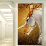 欧式手绘骏马走廊过道壁画 书房客厅办公室玄关墙纸 无缝壁纸墙画