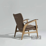 北欧休闲椅小户型单人沙发现代简易双人沙发水曲柳实木沙发布艺椅