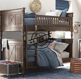 美式仿古做旧双层实木床儿童床法式后现代雕花床上下子母床儿童床