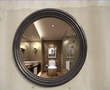 古铜色欧式浴室镜美式复古黑色圆形卫浴镜化妆镜装饰镜玄关镜镜子