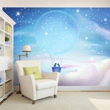 星空浪漫壁纸壁画 儿童房卡通卧室墙纸 幼儿园手绘无纺布背景壁布