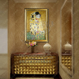 手绘创意人物油画欧式客厅卧室玄关装饰有框挂画克里姆特吻YKM001