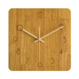 个性创意简约客厅挂钟正方形数字现代超静音实木钟表田园木质壁钟