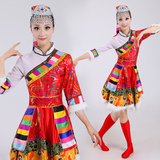 2016新款藏族舞蹈演出服女成人藏族水袖演出服装蒙古民族表演服装