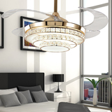LED隐形吊扇灯简约金色客厅餐厅伸缩电扇灯带灯卧室家用风扇吊灯