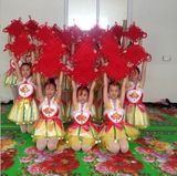 儿童红红的中国结舞蹈服幼儿民族演出服吊带纱裙大红喜庆演出服装