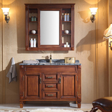 美式浴室柜组合橡木落地简欧式卫浴柜镜柜实木洗手台洗脸盆柜整体
