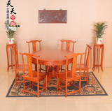 明清仿古家具中式实木餐桌榆木家具 餐桌组合 1.2米圆桌 住宅家具
