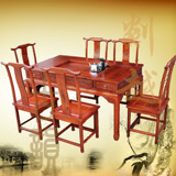 中式仿古功夫茶台实木茶桌椅组合榆木多功能餐桌电磁炉茶艺桌茶几
