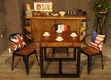 铁艺实木餐桌正方形餐桌西餐厅桌椅咖啡店小方桌奶茶店餐桌椅组合