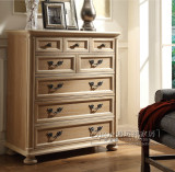 美式法式原木色复古八斗柜卧室风化白收纳柜欧式抽屉玄关装饰柜子