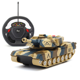 林达方向盘遥控坦克玩具车充电战车模型儿童男孩电动仿真玩具汽车