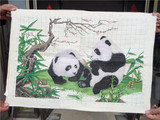 纯手工十字绣成品团团圆圆熊猫动物新款卡通儿童卧室装饰挂画出售