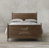 美式乡村实木双人床原木橡木婚庆床复古做旧双人床1.5米1.8米床