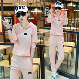 学生运动套装春秋2016韩版时尚跑步修身女士休闲服两件套长袖大码