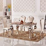 大理石餐桌椅环保 4人6人现代简约欧式创意高档不锈钢长方形餐厅