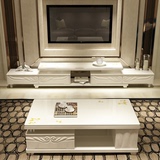 现代电视柜简约茶几组合套装伸缩烤漆钢化玻璃黑白客厅影视柜家具
