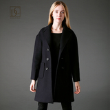 西朵2014品牌女装双面羊绒大衣正品新款欧美大牌双排扣毛呢外套