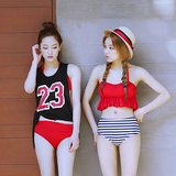 礼物-韩国比基尼两三件套闺蜜小胸聚拢钢托显瘦分体度假游泳衣女