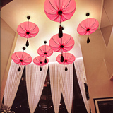 新中式吊灯仿古艺术客厅餐厅茶楼火锅店过道布艺荷叶东南亚灯具
