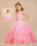 儿童婚纱长裙 粉色芭比公主裙 大童钢琴表演礼服 女童晚礼服 拖地