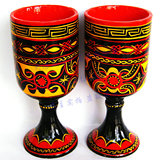 大凉山彝族漆器实木彩绘大啤酒杯一只民族纯手工艺品酒具汉代风格