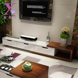 现代可伸缩电视柜 烤漆电视柜客厅组合地柜实木纹路储物柜矮柜