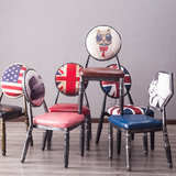 北欧式餐椅靠背家用美式铁艺美甲椅新复古典做旧酒店椅子现代简约