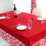 棉长方形餐桌布布艺电视柜盖布料台布茶几桌布滇桌垫中式婚庆红色