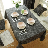 简约现代棉麻桌布布艺 方圆形餐桌台布长方形茶几布琉白色黑灰色