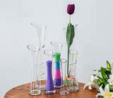 斜口透明玻璃花瓶单支玫瑰花插创意餐桌婚庆小花瓶流沙瓶摆件包邮