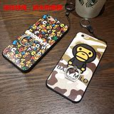 韩国潮牌猿猴iPhone6 6s手机壳卡通苹果6plus指环保护套挂绳情侣