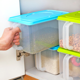厨房塑料手柄收纳盒水果粮食收藏盒冰箱橱柜保鲜储物箱米桶2只装
