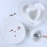 出口日本珍珠边盘子白色创意陶瓷圆盘西餐盘 可爱甜美 珠点早餐盘