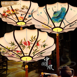 中国风现代简约手绘灯笼中式餐厅茶楼吊灯仿古会所家居布艺装饰灯