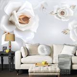 大型壁画无缝拼接墙纸客厅电视沙发背景墙真丝布墙布3D白玫瑰