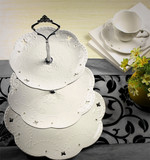 正品陶瓷三层水果盘蛋糕架蛋糕盘下午茶点心盘时尚创意生日婚礼物