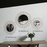 创意特色壁挂式镜子圆形金色金属镜框现代豪华设计室内墙壁装饰品