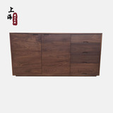 餐边柜实木储物柜简约现代日式宜家全实木黑胡桃木橡木置物柜整装