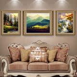 巨人山欧式客厅装饰画美式简欧三联画风景挂画壁画沙发背景墙上画